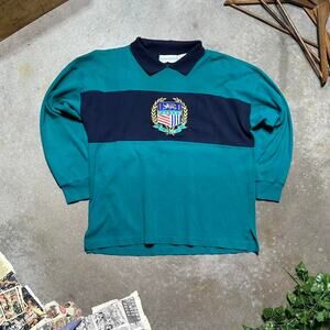 Vintage Robert Scott Long Sleeve Polo Shirt Mens Large Embroidered Skater Tee